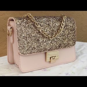 Rose Gold Pink Glitter CrossBody Bag